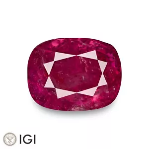 COJÍN MOGOK BIRMA Rubí Certificado IGI 3,92 Ct. Natural Sin Tratar Rojo Purpúreo - Imagen 1 de 7