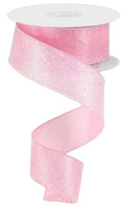 Cinta de satén rosa claro brillo iridiscente, Pascua, borde con cable, 1,5" de ancho X 10 Y - Imagen 1 de 1