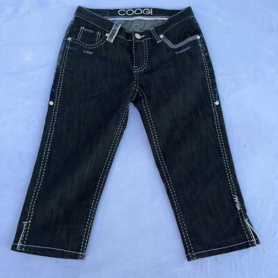 COOGI Bermuda Denim Shorts Sequin Stretch Dark Wash Long Shorts, Sz. 9/10. - Image 1 of 4