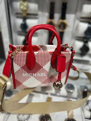 Michael Kors Mirella Extra-Small Logo Shopper Crossbody Handbag Purse Bag- Red - Image 1 of 4
