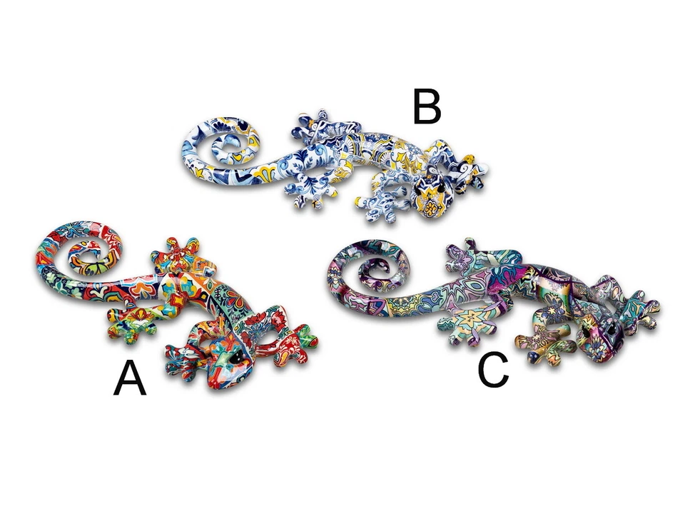 Wanddeko Gecko Deko Tier Figur Lurch Eidechse Wandbild Echse Drachen Skulptur - Bild 1 von 1