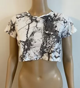 Balenciaga 100% Cotton Crop Top Marble Print Short Sleeves Size S - Picture 1 of 11