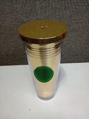 STARBUCKS Lámina Dorada Punto Verde Logo Vacaciones Taza de Café Fría Venti VASO 24oz Foto 1 de 4