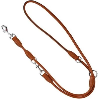 L&J PETS UK Luxury Leather Dog Leash Heavy Duty Leather Leads Dog Walker coupler ADJUSTABLE.