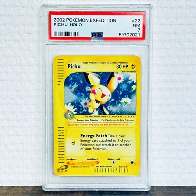 PSA 7 NM Pichu Holo 22/165 Expedition Base Set 2002 E-Reader WOTC SWIRL - Bild 1 von 2