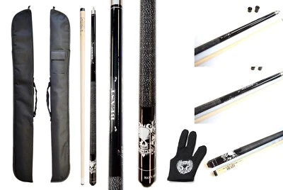 H DELTA BEAST Billiard Pool Cue Kit, FREE 1x1 CASE, CASE, GLOVE, JOINT CAP, BK
