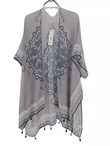 Woven Heart Womens Kimono Fringe Art to Wear Geometric One Size Blouse NWT - Picture 1 of 5