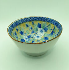 Vintage Chinese Porcelain Rice Bowl, Floral Yellow & Blue, China Trinket Dish