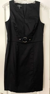 AGB Black Dress with Silver Buckle - Women's Size 10 - Picture 1 of 14