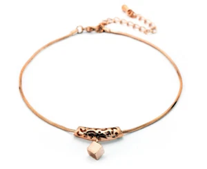 Fashion Ankle bracelet Cube Charm Anklet Rose Gold - Picture 1 of 1