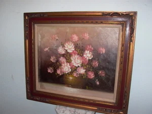 Gerahmtes Gemälde Öl auf Leinwand Blumen Blumen Vase signiert Jenkins - Bild 1 von 5