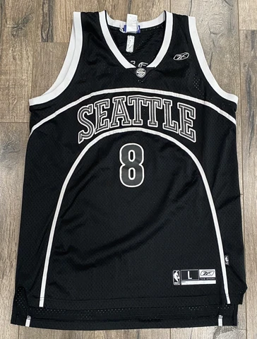 Seattle Supersonics Sonics Luke Ridnour #8 Black Reebok Swingman Large Jersey Cover