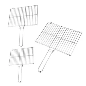 BBQ Mesh Grill Basket Rack with Handle Portable Meat Burger Fish BBQ Tool - Picture 1 of 15