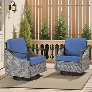 2 Pieces Outdoor Swivel Rocker Patio Chairs Rocking Patio Conversation Set - Picture 1 of 7