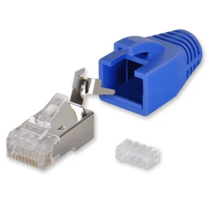 20 x Netzwerk Stecker RJ45 Cat 6  6A  7 vergoldet Crimp Einführhilfe Knickschutz - Bild 1 von 4