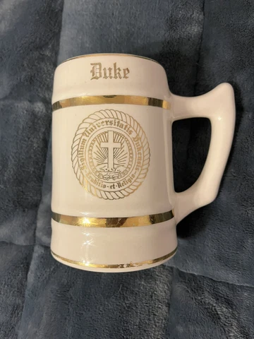 Vintage Duke University Blue Devils Porcelain Stein Mug 5” Tall Cover