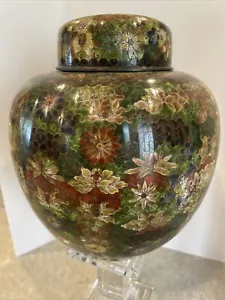 Late 19th to Mid 20th Century Chinese Cloisonné jar Enamel 10 1/2” X 8 1/2” - Picture 1 of 9
