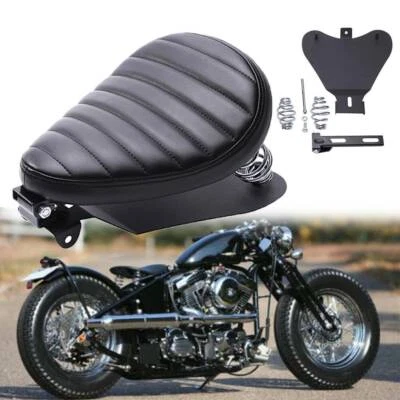 Motorcycle Bobber Solo Seat Leather For Honda Shadow VLX 600 VT 600 Harley 1200 - Image 1 of 4