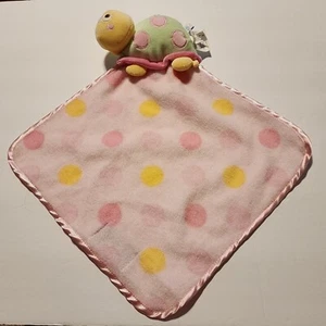 Blankets And Beyond Turtle Pink Yellow Green Polka Dot Security Lovey Nunu - Picture 1 of 8