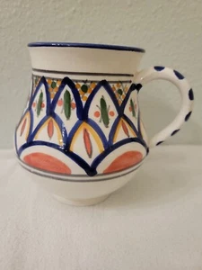 Le Souk Ceramique Stoneware 4.5” Creamer Mug Cup Hand Painted - Picture 1 of 9