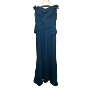Janique by Kourosh Babian Sz 14 Off-Shoulder Wrap Style Trumpet Gown Teal 16214 - Picture 1 of 13