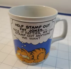 Garfield 1978 Coffee Mug By Jim Davis E-7417 “Help Stamp Out Fat Jokes..." - Picture 1 of 8