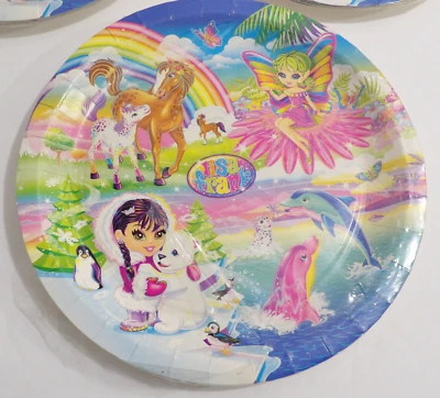 Platos de papel de fiesta Lisa Frank de 9" caballos delfines hadas 8 unidades Foto 1 de 2