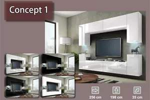 Wohnwand Hängend TV Wand Fernseherschrank Hochglanz Hängwand Wohnzimmer CONCEPT1 - Bild 1 von 15