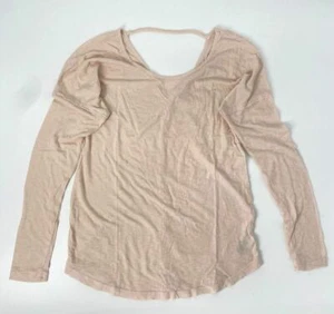 $112 LA Made Women's Beige Long Sleeve Zico Drop Shoulder Top Size X-Small - Picture 1 of 1