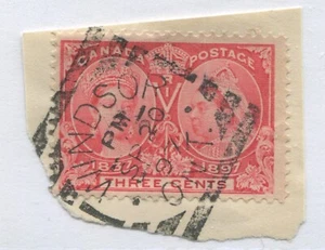Canada 1897 3 cent Jubilee with Windsor ON Sept 20th 1897 squared circle - Foto 1 di 1