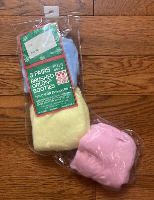 Nuevo Paquete De Colección de 3 Pares Botines Orlon Cepillados NOS Calcetines Tallas 8 1/2-11 Foto 1 de 4