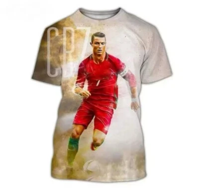 KIDZTRENDZ Sommer Jungen Teenager Fußball Fans Ronaldo CR7 T-Shirt Tops 3D Druck NEU