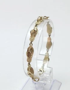 14k Yellow Gold Flip-Flops Sandals Ocean Beach Salt Life Nautical Bracelet 7 1/8 - Picture 1 of 7