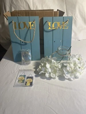 FineUsea Set of 2 Mason Jars Sconce, Rustic Home Decor Wall Wood Art Sconces - Image 1 of 4