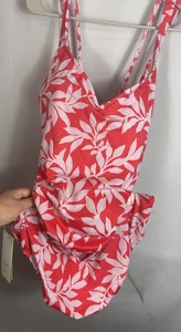 All In Motion Women’s Red Leaf Swim Suit Size 24-26 New With Tags - Picture 1 of 8
