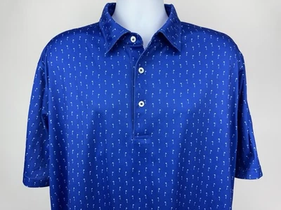Donald Ross Men's Polo Golf Blue Print Shirt Size XL RN# 127277 - Image 1 of 4
