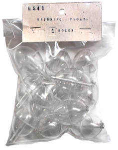Bubble Spinning Floats #241 Clear Plastic 1 1/8" Wide 2"  Long 12 COUNT PACKAGE - Picture 1 of 13