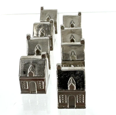 8 Vintage 1991 Franklin Mint Monopoly Collector's Edition Silver Houses - Image 1 of 2