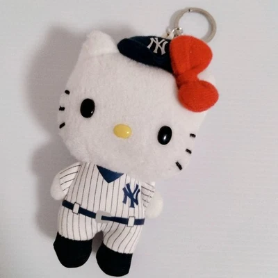 Hello Kitty MLB Keychain New York Yankees Baseball Uniform White/Blue/Red - Image 1 of 2