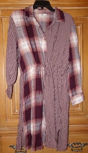 CATO WOMENS SIZE L MAROON LONG SLEEVE SHIRT DRESS LONG SLEEVE COTTAGECORE - Picture 1 of 2