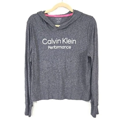 Calvin Klein Performance Gray/White Hooded Lightweight Long Sleeve Top, size M - Image 1 of 4