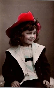 Vintage RPPC Postcard Hand-Tinted Edwardian Child Portrait Oranotyple - Picture 1 of 3