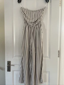 Ladies Hollister Striped Strapless Cotton Jumpsuit Size Small L21in - Picture 1 of 11