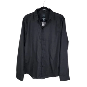 Camisa de vestir H&M ajustada negra con botones para hombre talla L - Imagen 1 de 12