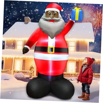  8 Pies Gigante Navidad Inflable Negro Papá Noel Decoración Exterior, Explota  Foto 1 de 4