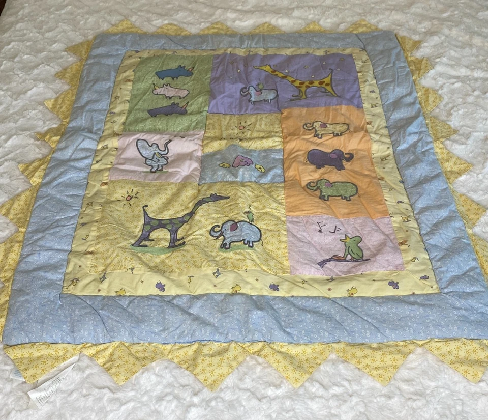 Edredón edredón Carters John Lennon Imagine Baby azul amarillo animales 40"x32" Foto 1 de 4