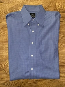 Jos A Bank Travelers Collection Mens Blue Button Front Shirt 16-34 - Picture 1 of 3
