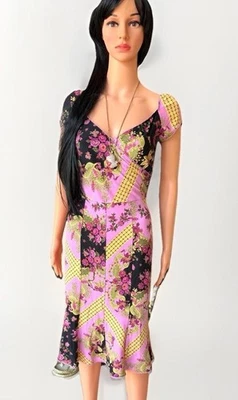 Betsey Johnson Pink Floral Dress New York Baroque Brocade Print Coquette Y2K - Image 1 of 4