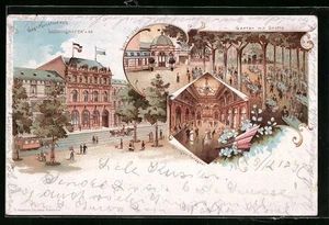 Lithographie Ludwigshafen /Rhein, Gasthaus Gesellschaftshaus, Bade-Anstalt, Gar  - Picture 1 of 2