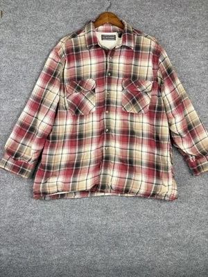 Camisa de campamento plana de franela a cuadros forrada térmicamente gofre roja David Taylor etiqueta XL de colección Foto 1 de 4